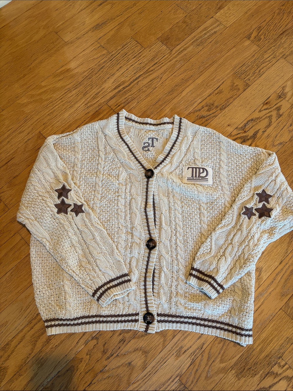 Taylor Swift Cardigan Sweater Beige Cable Knit Folk Lore Womens new